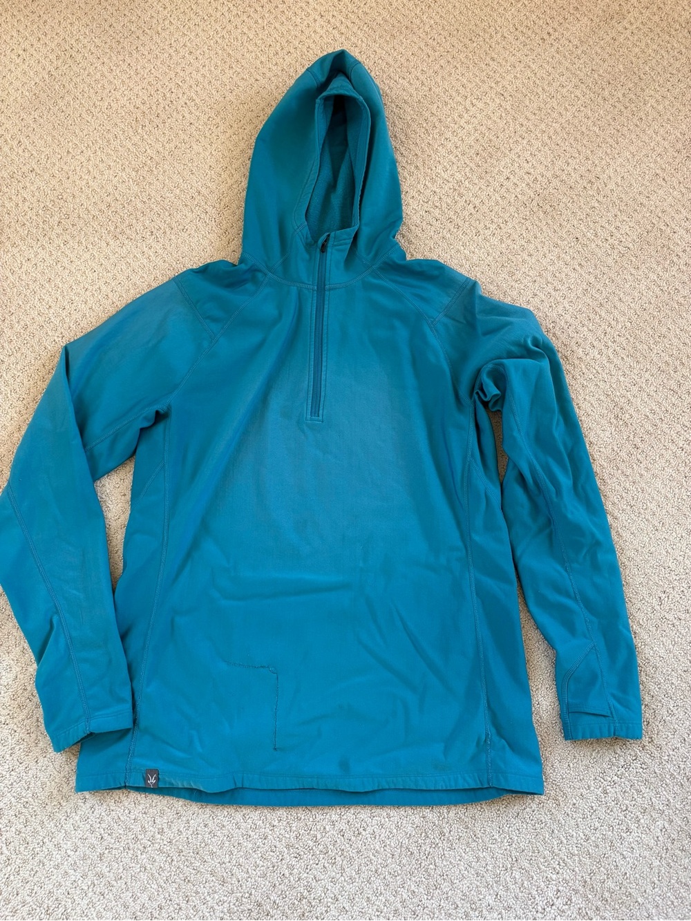 ibex Teal Half-Zip Hoodie Woolies 3 flawed